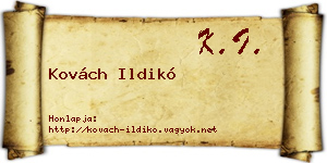Kovách Ildikó névjegykártya